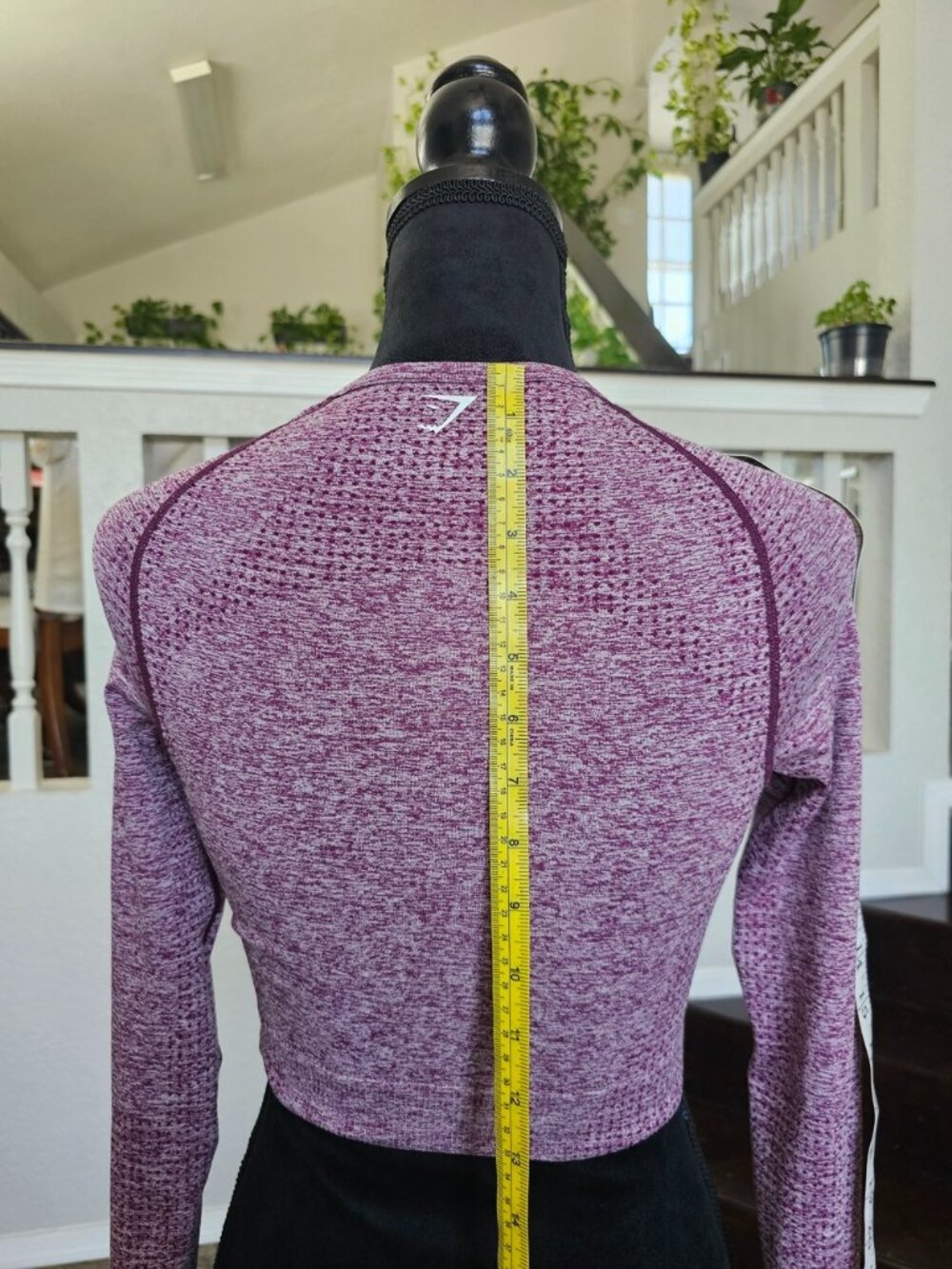 GymShark Vital Seamless Crop-Long Sleeve-Shirt-Small-Plum Women's - Picture 9 of 13